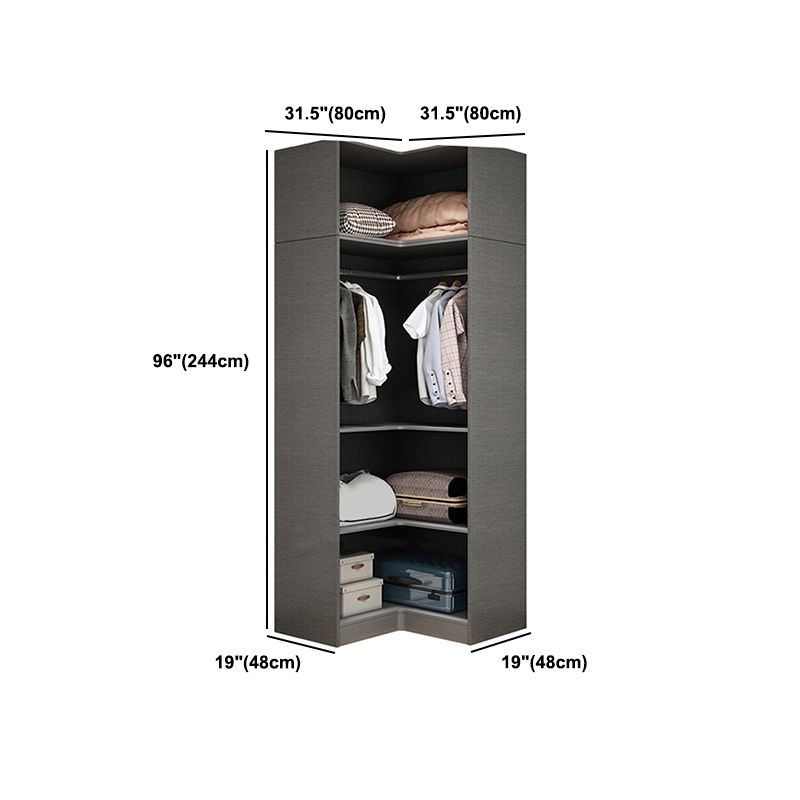 Hedendaagse stijl garderobe grijze kleur houten garderobe kast met planken