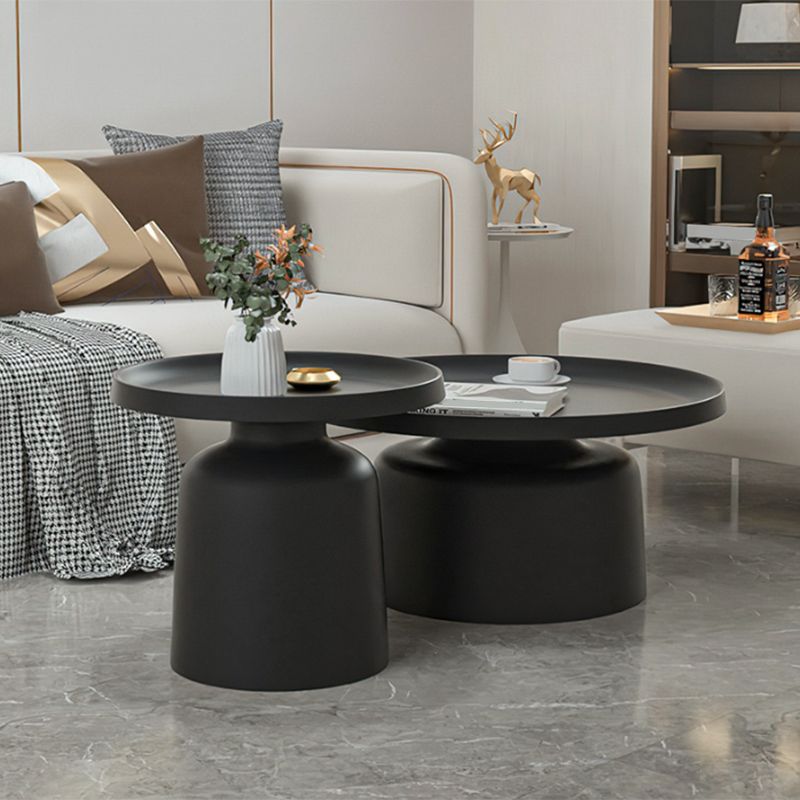 Mid-Century Iron Coffee Table Pedestal Round Tray Top Cocktail Table Set Clearhalo 'Coffee & Accent Tables' 'Coffee Tables' 'coffee_tables' 'furn' 'furn_coffee_tables' 'Furniture' 'Living Room Furniture' 1200x1200_8bdcc08e-bd72-4612-a6df-80c7d3f5188c
