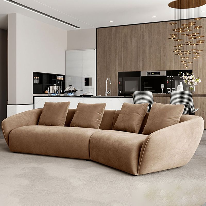 Nordic Wooden 3 Seater Sofa Chaise Dark Brown  Sloped Arm Sofa