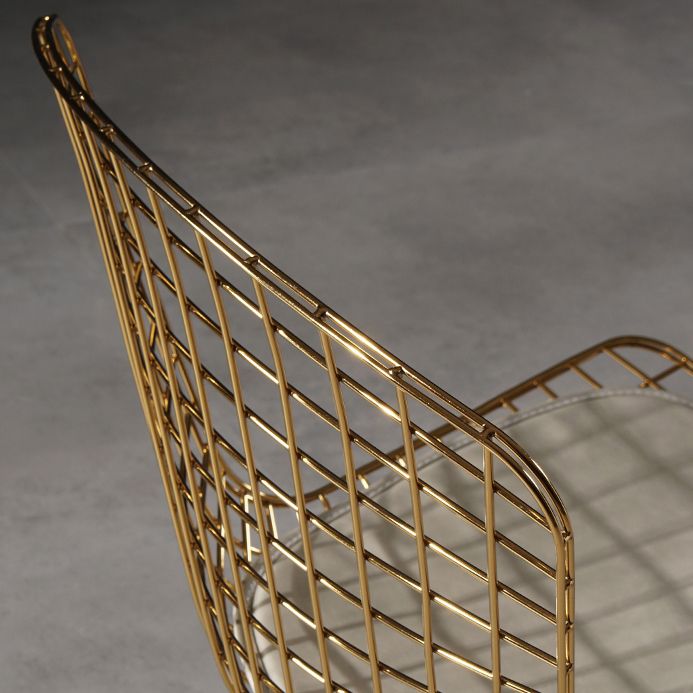 Glam Metal Dining Side Chair Dining Room Cross Back Armless Upholstered Chair Clearhalo ' kitchen&dining_furn' 'Dining Chairs' 'Dining Tables & Seating' 'dining_chair' 'furn' 'furn_dining_chair' 'Furniture' 'furniture_dining_chair' 'Kitchen & Dining Furniture' 'kitchen' 1200x1200_8bdf8f47-ad67-4ffe-8efc-1e1e6367ca90