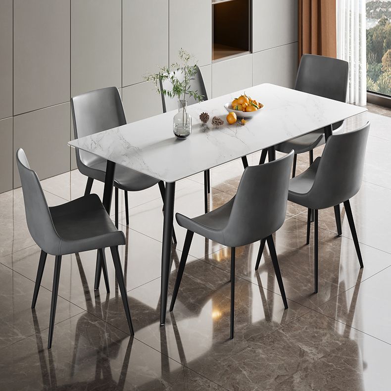 Modern Style Sintered Stone Dining Table Rectangular Dining Table with Metal Base Clearhalo 'Dining Room Sets' 'Dining Tables & Seating' 'dining_room_set' 'furn' 'furn_dining_room_set' 'Furniture' 'furniture_dining_room_set' 'Kitchen & Dining Furniture' 'kitchen&dining_furn' 'kitchen' 1200x1200_8be3b6e0-1750-43a4-9e53-e48ae8291866