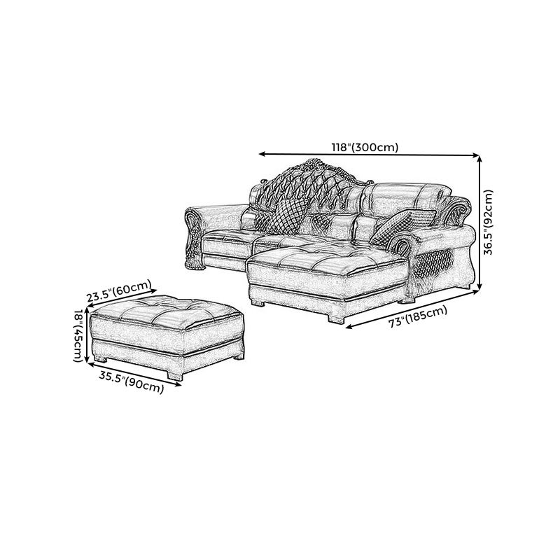 Genuine Leather Rolled Arm Sectional 36.22"High Camel Back Sofa, Dark Brown Clearhalo 'furn' 'furn_sectionals' 'Furniture' 'furniture_sectionals' 'Living Room Furniture' 'Sectionals' 1200x1200_8be595a9-dc4e-4e91-928c-197941dc96d5