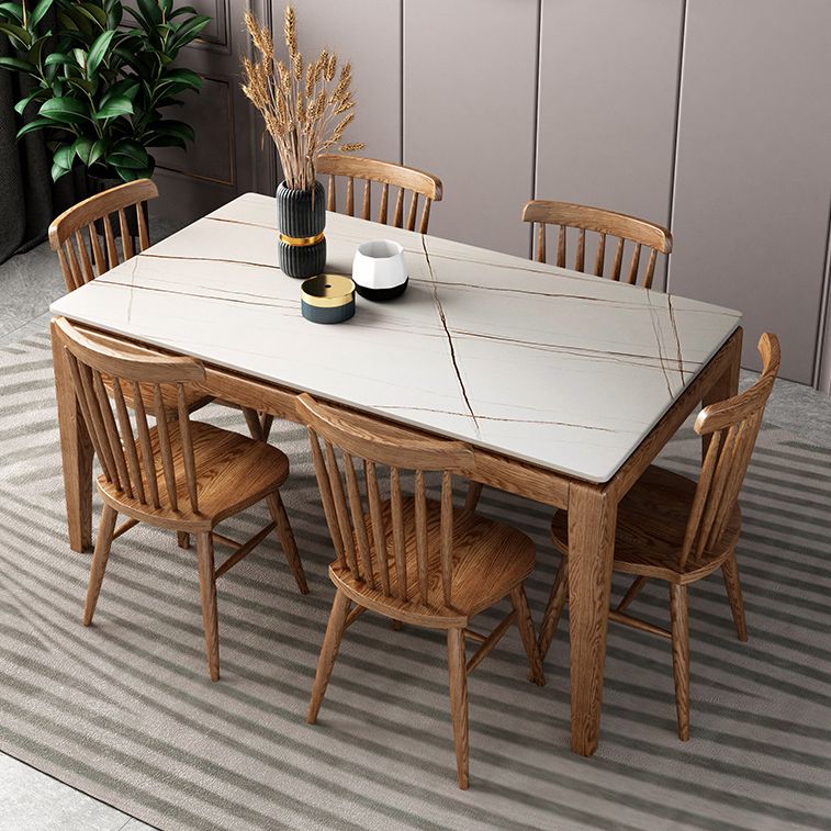 Ash Wood Base Modern Sintered Stone Dining Table Solid Wood Table in Wood Color Clearhalo ' dining_table' 'Dining Tables & Seating' 'Dining Tables' 'Furniture' 'furniture_dining_table' 'Kitchen & Dining Furniture' 'kitchen&dining_furn' 'kitchen' 'kitchen_dining_table' 1200x1200_8be5b364-77ca-4893-a1b8-da6f47f884e8
