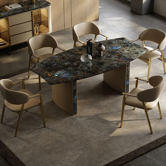 Sillas de comedor de cuero de forma glamorosa con el brazo de comedor con tapizado