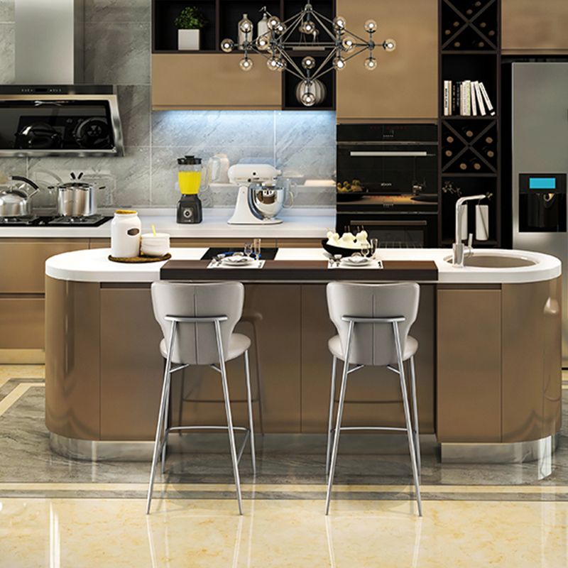 Moderno sgabello da bar sgabello cornice in pelle con base di metallo