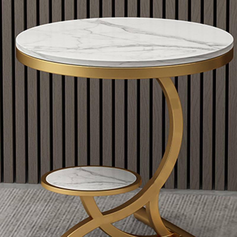 Mesa de esquina blanca de mesa de doble nivel moderna para sala de estar para sala de estar