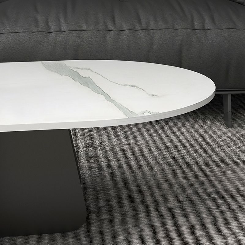 Glam Style Oval Coffee Table with Marble Top and Iron Base in Black Clearhalo 'Coffee & Accent Tables' 'Coffee Tables' 'coffee_tables' 'furn' 'furn_coffee_tables' 'Furniture' 'Living Room Furniture' 1200x1200_8be9d5ba-4707-4f70-aa82-30bceca9f3f7