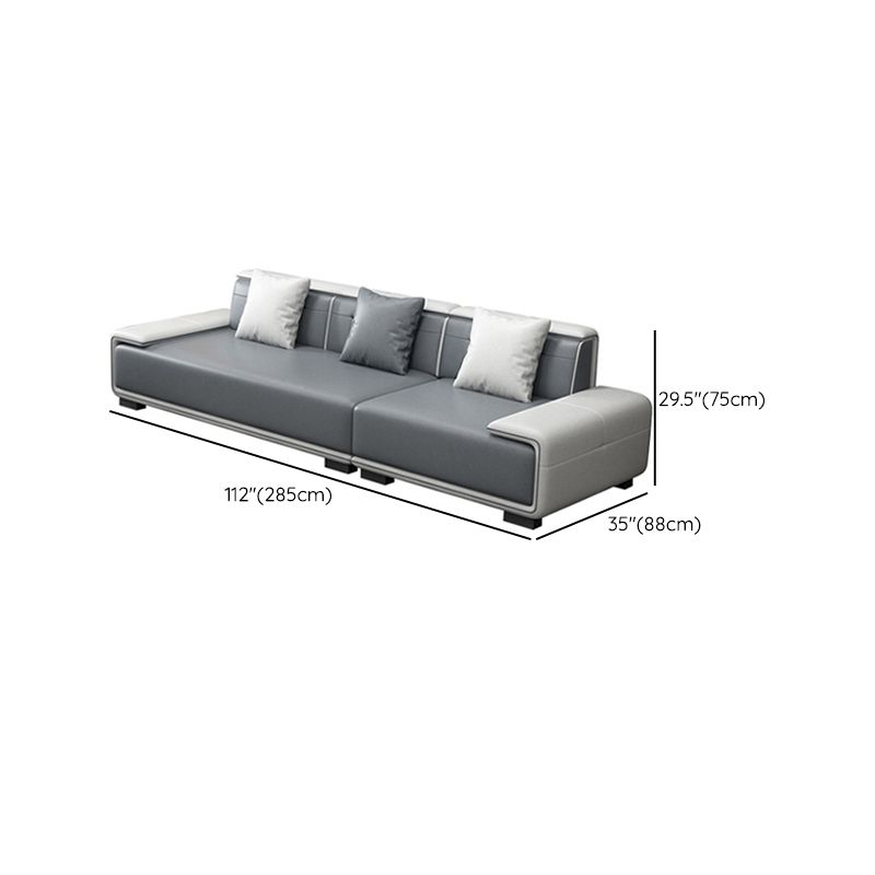 29"H Scandinavian Sectional Sofa Leather Grey Sectionals with Bostol Pillows Clearhalo 'furn' 'furn_sectionals' 'Furniture' 'Living Room Furniture' 'Sectionals' 1200x1200_8bea6c43-90d8-442e-832a-e855fb4ee272