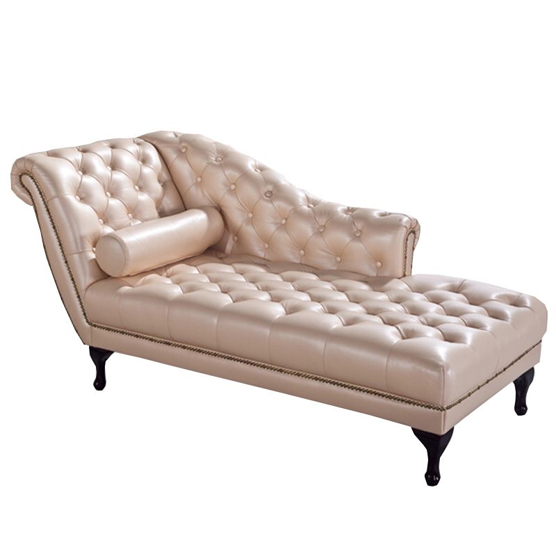 Sala de estar chaise brote brazo de cuero salón de chaise con tapicón mechoso