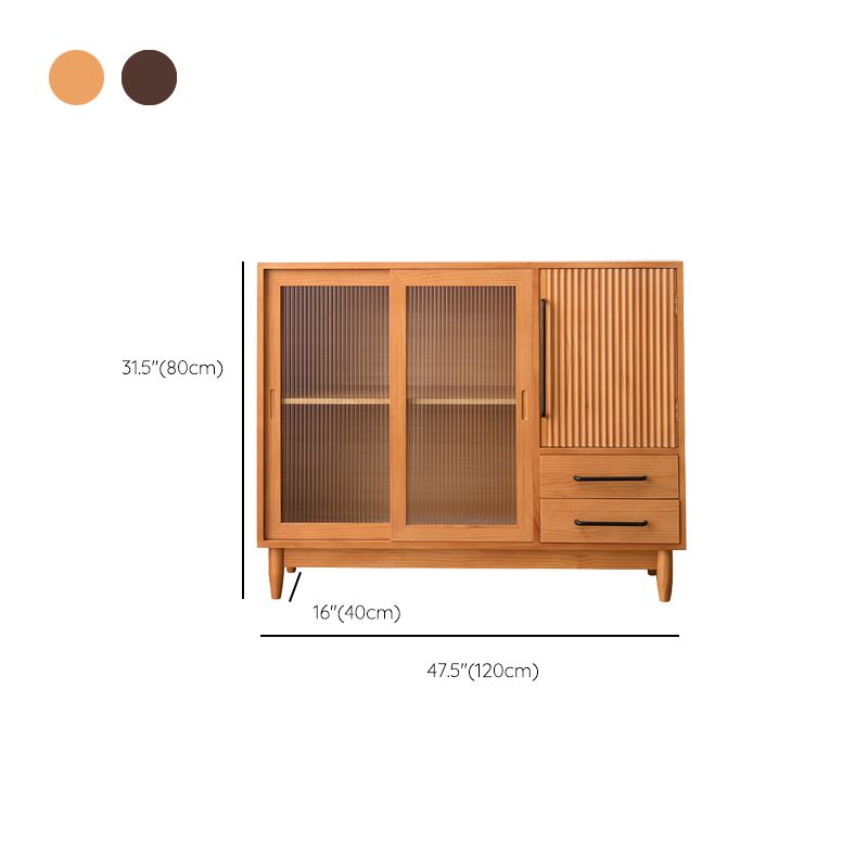 ガラスドアの松の木のキャビネットを備えた中世の近代的なキャビネット