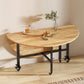 Mesa de comedor redonda de madera maciza de estilo moderno con hojas abatibles en color natural
