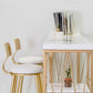 Table de pub moderne à hauteur de bar avec plateau en faux marbre blanc et 3 étagères