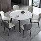 Modern Wood Base Dining Table Round Extendable 4 Legs Dining Table