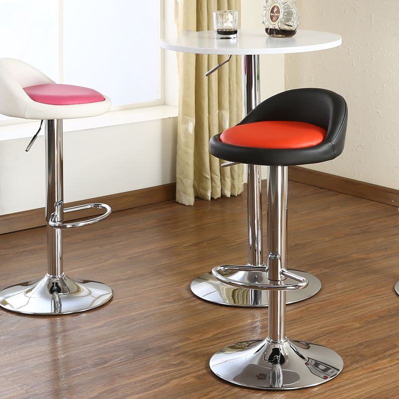 Modern Liftable Backrest Counter Stool Steel Household Bar Stool with Cushion and Pedal Clearhalo 'Bar Furniture' 'Bar Stools' 'bar_stools' 'furn' 'furn_bar_stools' 'furniture_bar_stools' 'Kitchen & Dining Furniture' 'kitchen&dining_furn' 'kitchen' 'kitchen_furn' Furniture' 1200x1200_8bef41ba-fc0c-4489-8395-7b6d5793ca62