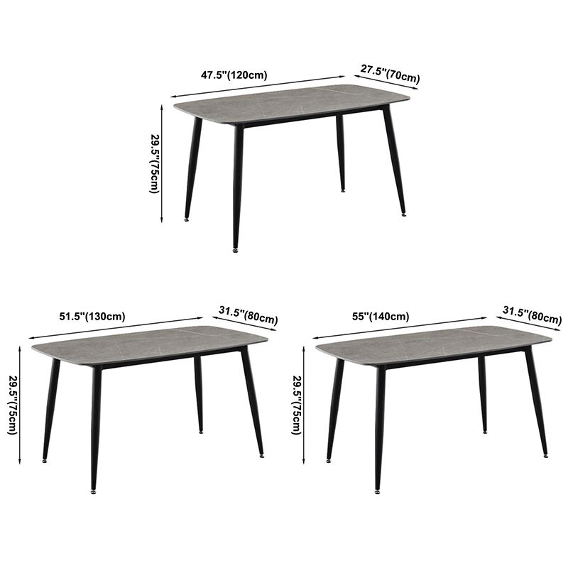 Contemporary Rectangle Dining Table Sintered Stone Dining Table with 4 Metal Legs for Dining Room Clearhalo ' dining_table' 'Dining Tables & Seating' 'Dining Tables' 'Furniture' 'furniture_dining_table' 'Kitchen & Dining Furniture' 'kitchen&dining_furn' 'kitchen' 'kitchen_dining_table' 1200x1200_8bf13ad9-8b71-4767-8b8d-b732bf1b703b