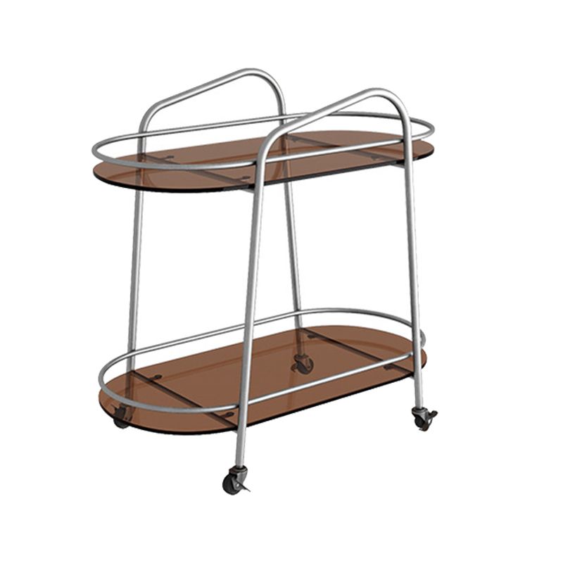 Modernistic Glass Top with Shelf Oval Double Tier Living Room Accent Side Table