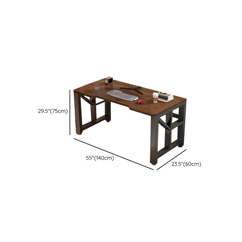 Modern Gaming Desk Antique Finish Wooden Writing Desk with Metal Legs Clearhalo 'furn' 'furn_office_desk' 'Furniture' 'Office Desks' 'Office Furniture' 'office_desk' 1200x1200_8bf260a8-2fc2-486e-9f11-ac76892aa036