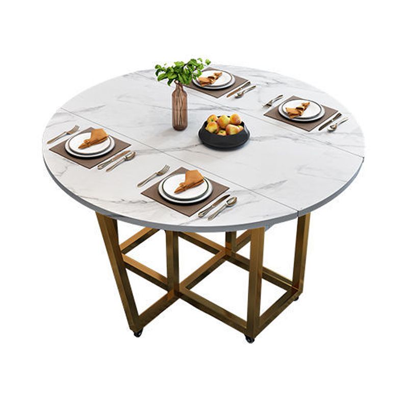 Modern Style Dining Table Sintered Stone Drop-Leaf Dining Table with Gold Frame Clearhalo ' dining_table' 'Dining Tables & Seating' 'Dining Tables' 'furn' 'furn_dining_table' 'Furniture' 'furniture_dining_table' 'Kitchen & Dining Furniture' 'kitchen&dining_furn' 'kitchen' 'kitchen_dining_table' 1200x1200_8bf36d4c-3042-405f-a3bd-0df2922b8545
