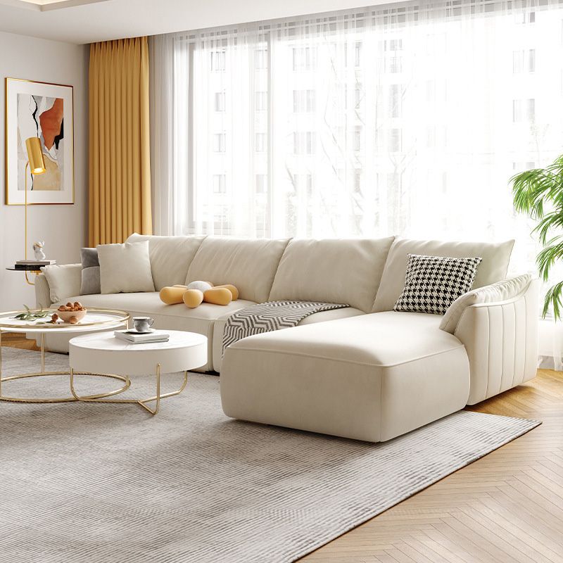 Oreiller beige arrière sectionnel avec un bras évasé pour l'appartement et le salon