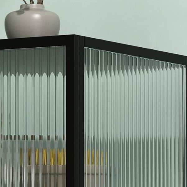 Modern Metal Curio Cabinet Glass Doors Storage Cabinet for Dining Room Clearhalo 'Display & China Cabinets' 'display_china_cabinets' 'furn' 'furn_display_china_cabinets' 'Furniture' 'Kitchen & Dining Furniture' 1200x1200_8bf44b2e-36d4-423e-b39b-885b831862ea