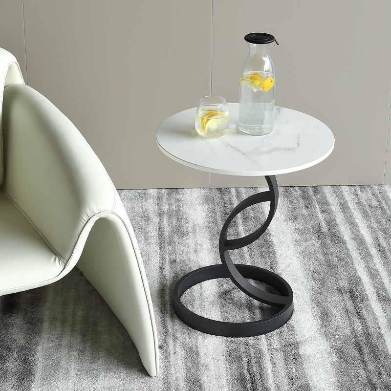 Round Black and White Stone Coffee Table Pedestal 1 Single Cocktail Table Clearhalo 'Coffee & Accent Tables' 'Coffee Tables' 'coffee_tables' 'furn' 'furn_coffee_tables' 'Furniture' 'Living Room Furniture' 1200x1200_8bf583dc-696c-4da5-8eec-48d9f97f1ed3