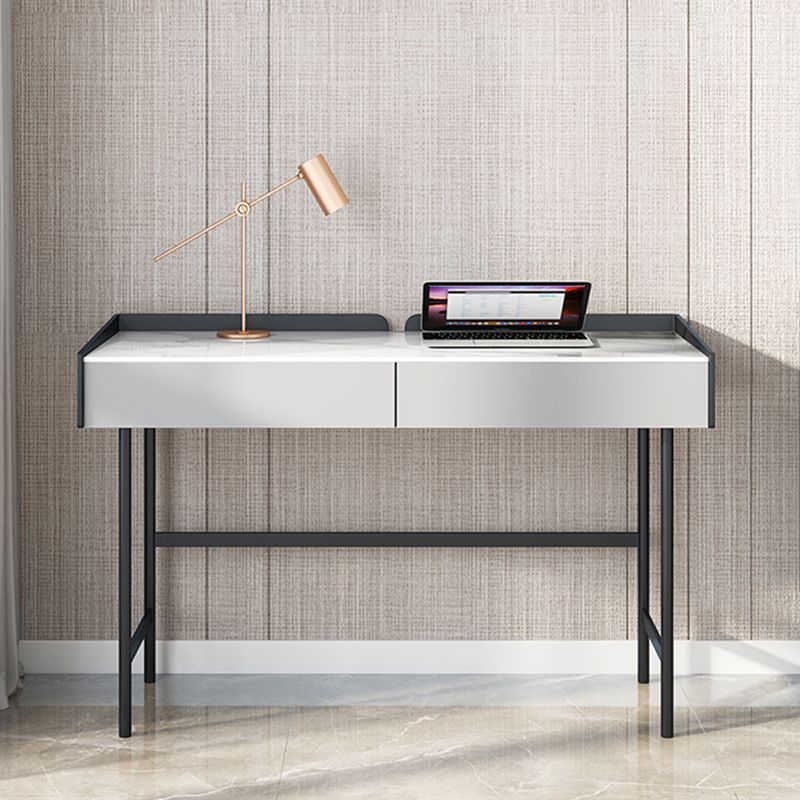 Stone Rectangular Office Desk Modern 29.53" Tall Writing Desk with 2 Drawers Clearhalo 'furn' 'furn_office_desk' 'Furniture' 'Office Desks' 'Office Furniture' 'office_desk' 1200x1200_8bf8ed6d-fa1b-41cd-b2eb-34104f279f42