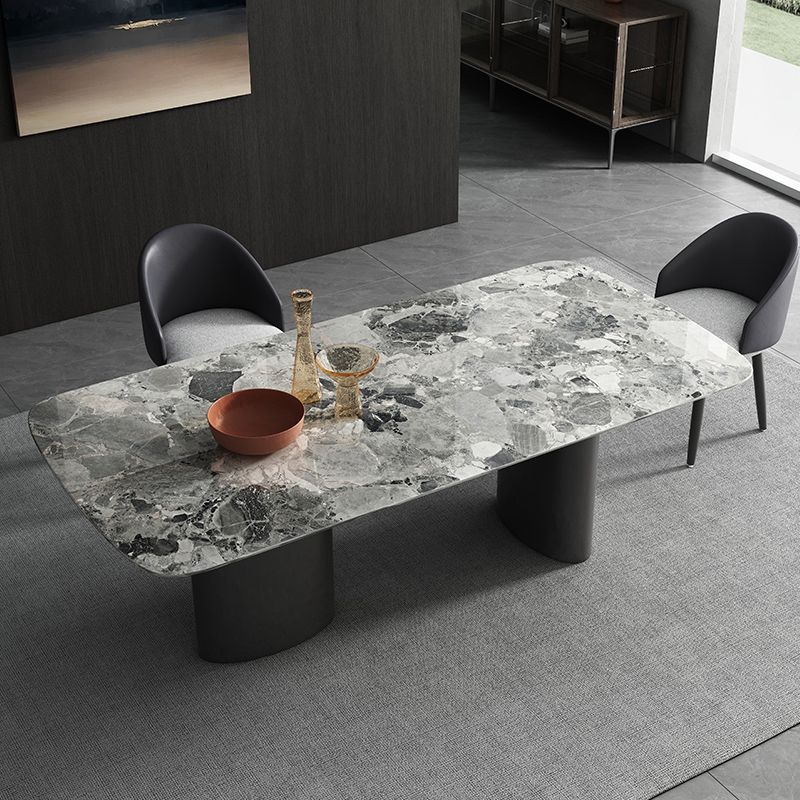 Mesa de cocina moderna con patas metálicas de mármol para comedor