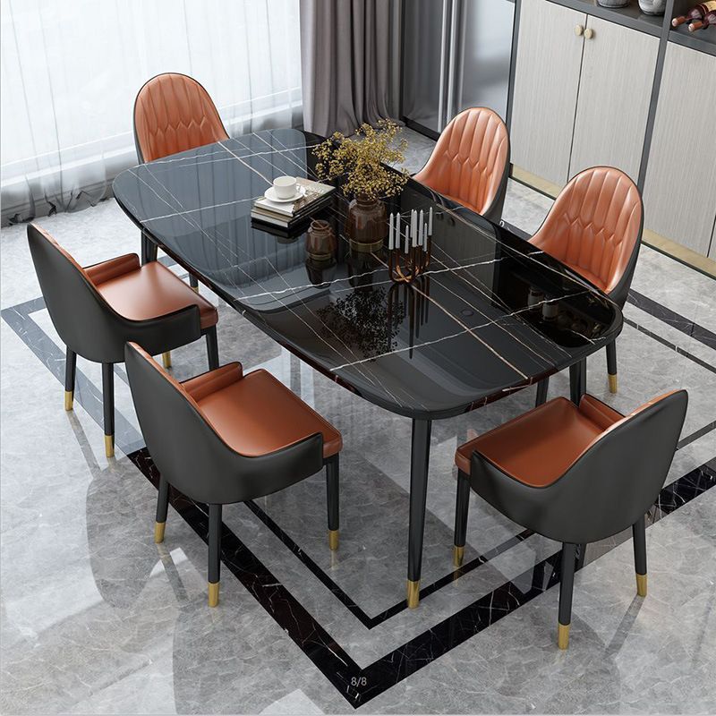 Glam Matte Finish Marble Table Home Rectangle Dining Table with 4 Legs Clearhalo 'Dining Tables & Seating' 'Dining Tables' 'dining_table' 'Furniture' 'furniture_dining_table' 'Kitchen & Dining Furniture' 'kitchen' 'kitchen_dining_table' 1200x1200_8bfa09f6-0c6f-4ab3-a11a-6e72ff9f2781