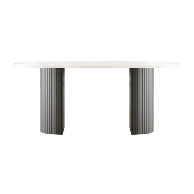 Modern Style Oval Dining Table Double Pedestal Dining Table with Black Legs Clearhalo ' dining_table' 'Dining Tables & Seating' 'Dining Tables' 'furn' 'furn_dining_table' 'Furniture' 'furniture_dining_table' 'Kitchen & Dining Furniture' 'kitchen&dining_furn' 'kitchen' 'kitchen_dining_table' 1200x1200_8bfa489d-cd4c-4edb-9350-6ffcb99bc936