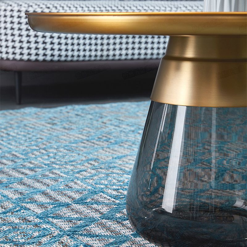 Conception de base de piédestal Black / Gol Countertop Metal Frame en verre Tableau de base Round