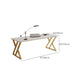 Contemporary Rectangular Writing Desk Antique Finish Computer Desk with Metal Legs