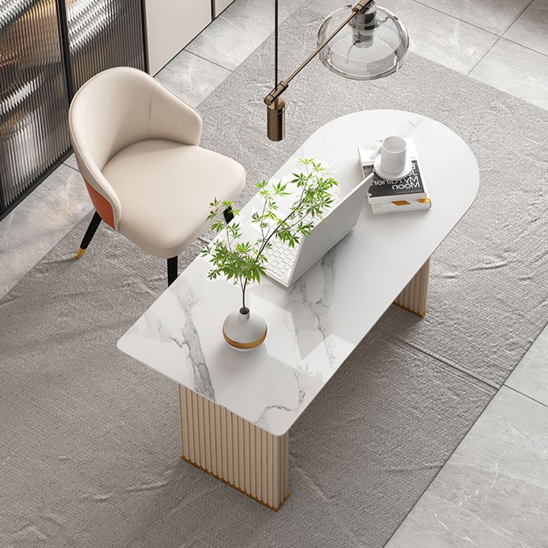 23.6 "Escritorio de escritura de ancho Pedestal Beige Glam Office Desk for Home