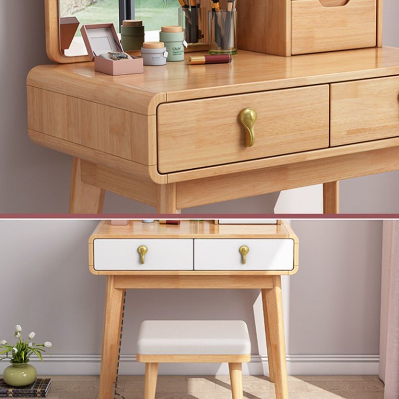 Scandinavian Make-up Vanity with 3 Storage Drawers 15.74" Wide Solid Wood Dresser Clearhalo 'Bedroom Furniture' 'furn' 'furn_makeup_vanities' 'Furniture' 'Makeup Vanities' 'makeup_vanities' 1200x1200_8c000dfb-fa78-4517-9fa4-a3921e0a3532