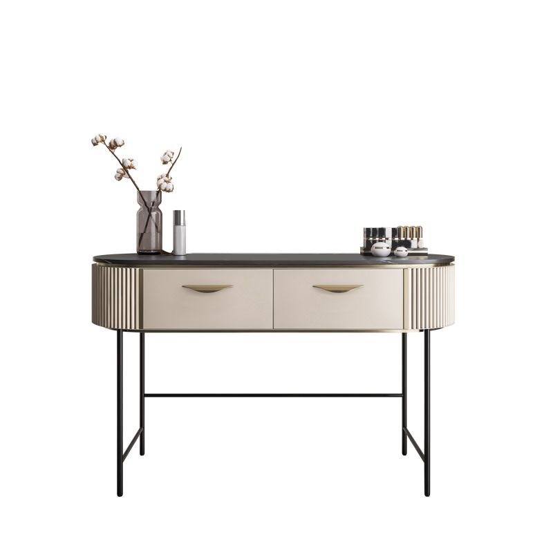 Contemporary Vanity Set, 2 Storage Drawers With Mirror & Padded Stool Clearhalo 'Bedroom Furniture' 'furn' 'furn_makeup_vanities' 'Furniture' 'Makeup Vanities' 'makeup_vanities' 1200x1200_8c01a5c2-2883-4c75-9fa5-22f5b09d4d32