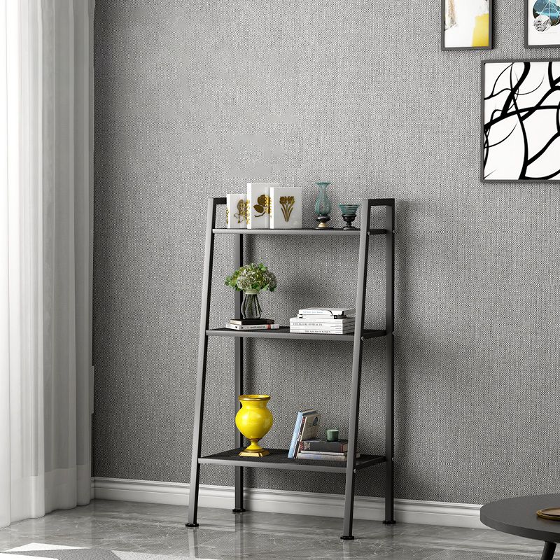 Contemporary Ladder Bookshelf Metal Open Back Bookcase for Home Office