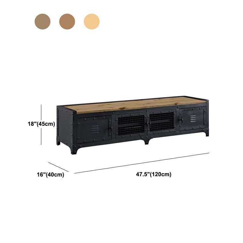 Industrial Iron & Pine Wood TV Stand for TVs 19.69" H 4 Doors TV Console Clearhalo 'furn' 'furn_tv_stands_entertainment_centers' 'Furniture' 'Living Room Furniture' 'TV Stands & Entertainment Centers' 'TV Stands & Media Storage Furniture' 'tv_stands_entertainment_centers' 1200x1200_8c0303c2-967f-4022-90d3-4230a45eee56