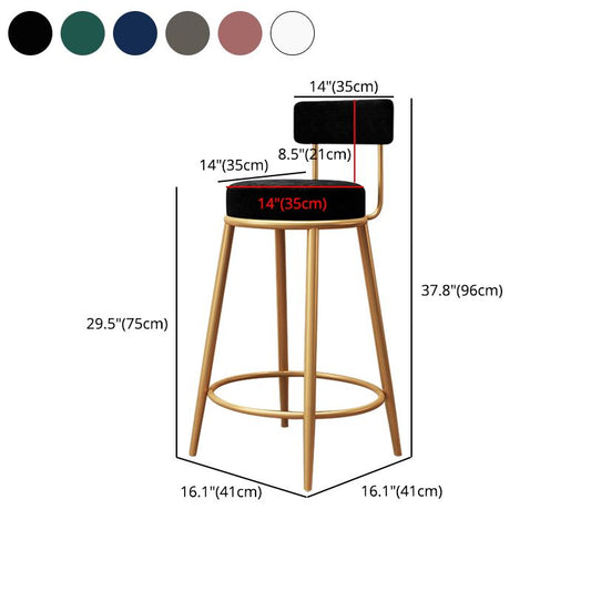 Glam Round Footrest Bar Stool Velvet Low Back Indoor Counter Chair with Gold Legs Clearhalo 'Bar Furniture' 'Bar Stools' 'bar_stools' 'furn' 'furn_bar_stools' 'furniture_bar_stools' 'Kitchen & Dining Furniture' 'kitchen&dining_furn' 'kitchen' 'kitchen_furn' Furniture' 1200x1200_8c0321df-0fa4-4f26-91ad-376d2390ee0b