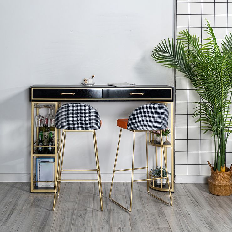 Tavolo da cocktail bar rettangolo glam a doppio piedistallo/tavolo da pub con cassetto