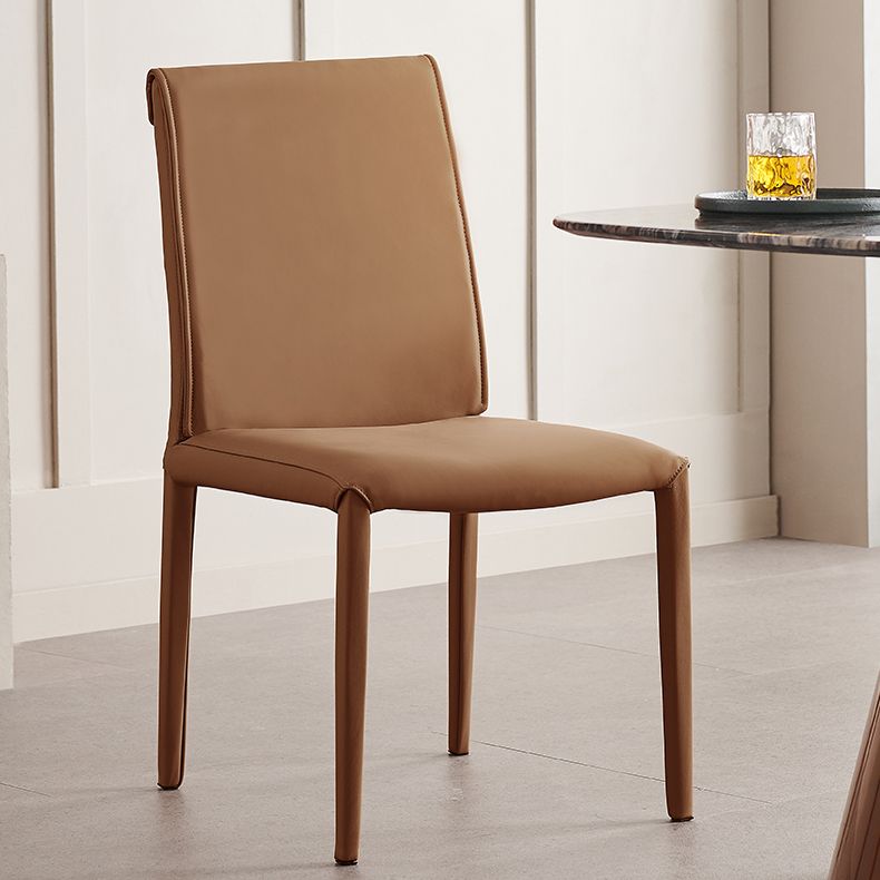 Designer Style Home Leather Side Chair Matte Finish Solid Back Dining Chair Clearhalo ' kitchen&dining_furn' 'Dining Chairs' 'Dining Tables & Seating' 'dining_chair' 'furn' 'furn_dining_chair' 'Furniture' 'furniture_dining_chair' 'Kitchen & Dining Furniture' 'kitchen' 1200x1200_8c077287-31b1-4446-946b-ddd28e87ba7d
