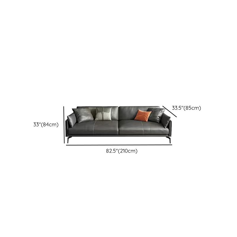 Gray Leather Sofa with Four Legs Contemporary Living Room Seating Clearhalo 'furn' 'furn_sofas' 'Furniture' 'Living Room Furniture' 'Sofa' 'sofas' 1200x1200_8c086881-0c8f-4eea-ad50-57518270f20d