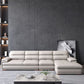 Beige Contemporary Sofa/Sectional with Genuine Leather and Leather Clearhalo 'furn' 'furn_sectionals' 'Furniture' 'furniture_sectionals' 'kitchen' 'kitchen_sectionals' 'Living Room Furniture' 'Sectionals' 1200x1200_8c087ad1-12f8-4521-9a6c-275ec2ab0257