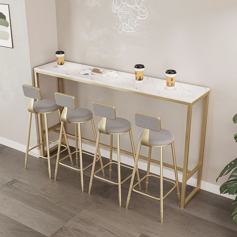 Modern Bar-height Table with Gold Base 41.3-inch Height Table Top Bar Table Clearhalo 'Bar Furniture' 'Bar Tables' 'bar_tables' 'furn' 'furn_bar_tables' 'Furniture' 'Kitchen & Dining Furniture' 1200x1200_8c0b9b7f-1c94-4c23-9d09-7f837b419491