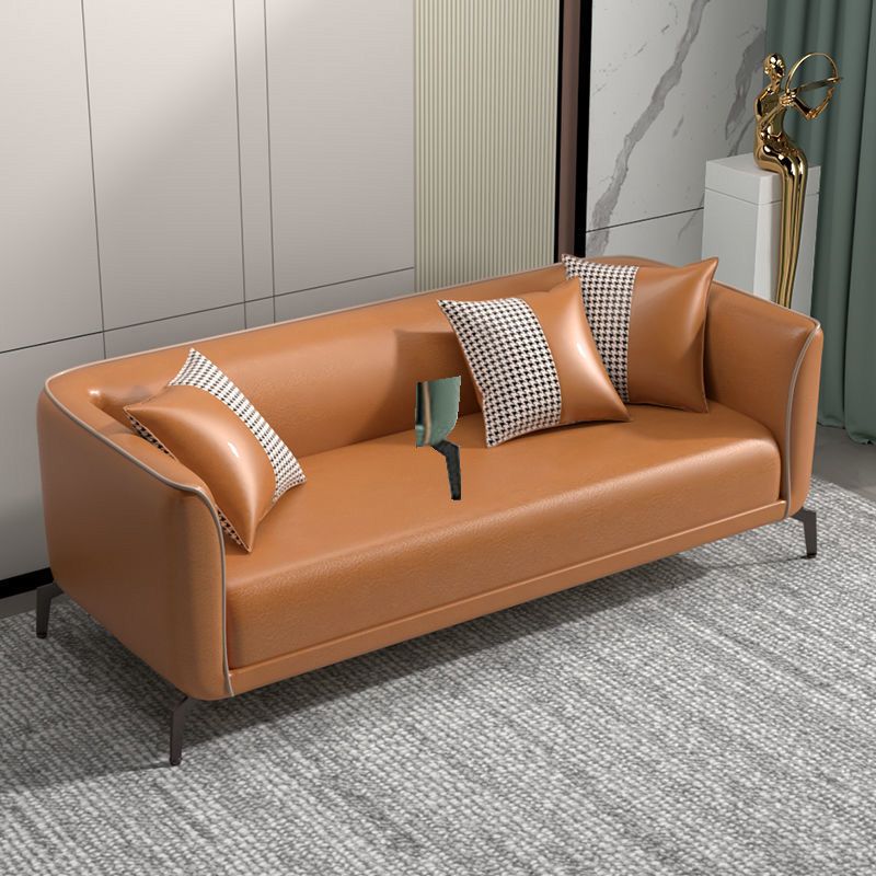 リビングルーム用のタイトなバックソファスカンジナビアフェイクレザースクエアアームソファソファ