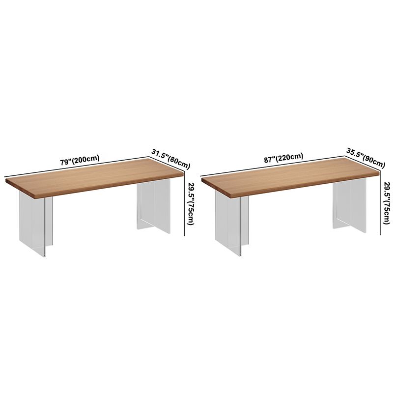 Minimalist Khaki Solid Wood Dining Table Rectangle Shape Dining Table with Double Pedestal Bases Clearhalo ' dining_table' 'Dining Tables & Seating' 'Dining Tables' 'furn' 'furn_dining_table' 'Furniture' 'furniture_dining_table' 'Kitchen & Dining Furniture' 'kitchen&dining_furn' 'kitchen' 'kitchen_dining_table' 1200x1200_8c0dbd13-6d89-4657-9fbe-e6bc7323a19e