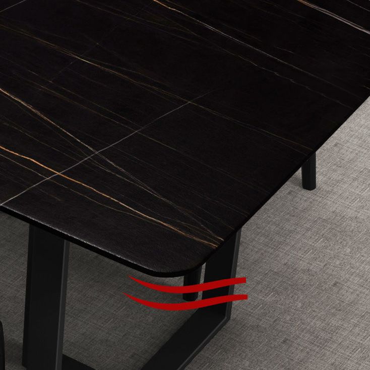 Industrial Kitchen Dining Table Sintered Stone Rectangle Dining Table with Double Pedestal Bases Clearhalo ' dining_table' 'Dining Tables & Seating' 'Dining Tables' 'furn' 'furn_dining_table' 'Furniture' 'furniture_dining_table' 'Kitchen & Dining Furniture' 'kitchen&dining_furn' 'kitchen' 'kitchen_dining_table' 1200x1200_8c0dc3ad-030c-4f5e-a0d4-0331317b5253