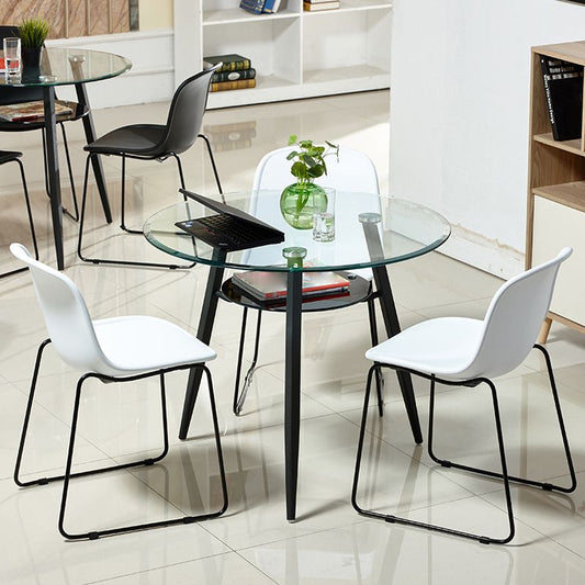 Simplicity Style Round Furniture Glass Dining Site Table with Tripod Base