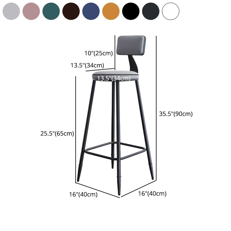 Modern Armless Backrest Counter Stool Iron Kitchen Bar Stool with Cushion Clearhalo 'Bar Furniture' 'Bar Stools' 'bar_stools' 'furn' 'furn_bar_stools' 'Furniture' 'furniture_bar_stools' 'Kitchen & Dining Furniture' 1200x1200_8c0f9221-9df8-4771-ba2d-fdf2dc1b8bfd
