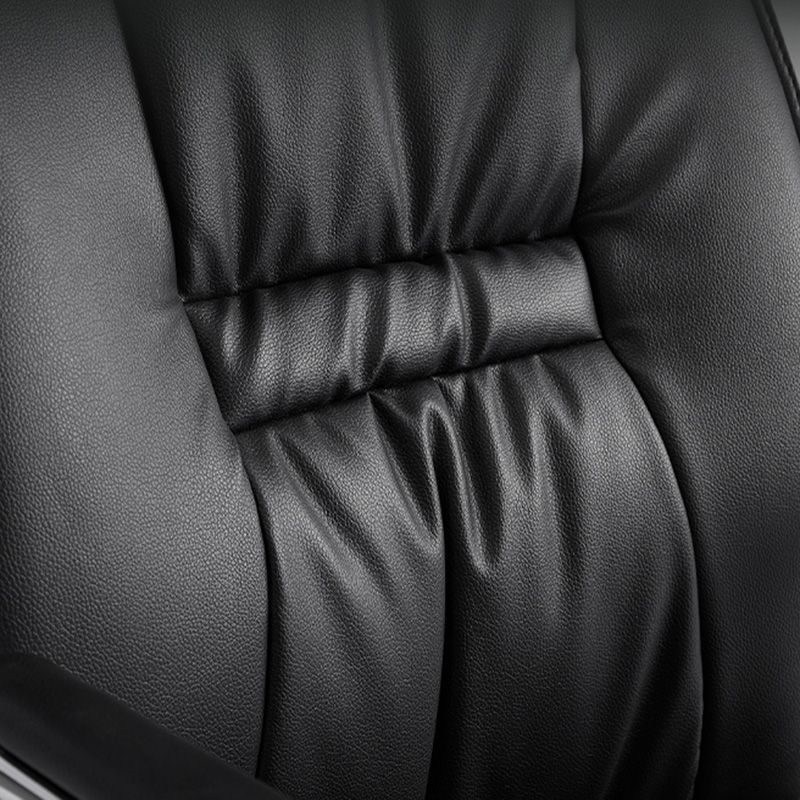 Mid Back Task Chair Black Leather Fixed Arm Office Chair with Steel Base Clearhalo 'furn' 'furn_office_chair' 'Furniture' 'Office Chairs' 'Office Furniture' 'office_chair' 1200x1200_8c12158d-bbee-473a-a8e2-3ce0c07f3acb