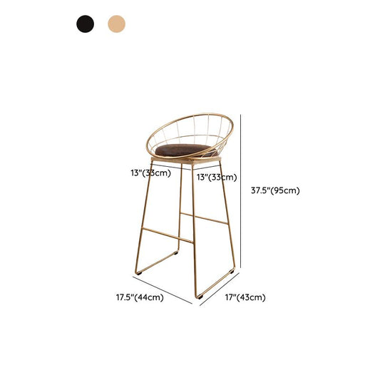 Metal Low Back Dining Stools Contemporary Round Bar Stools with Footrest