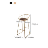 Metal Low Back Dining Stools Contemporary Round Bar Stools with Footrest